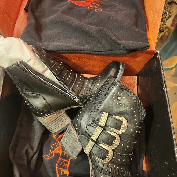 Freebird Black Studded Ankle Boots